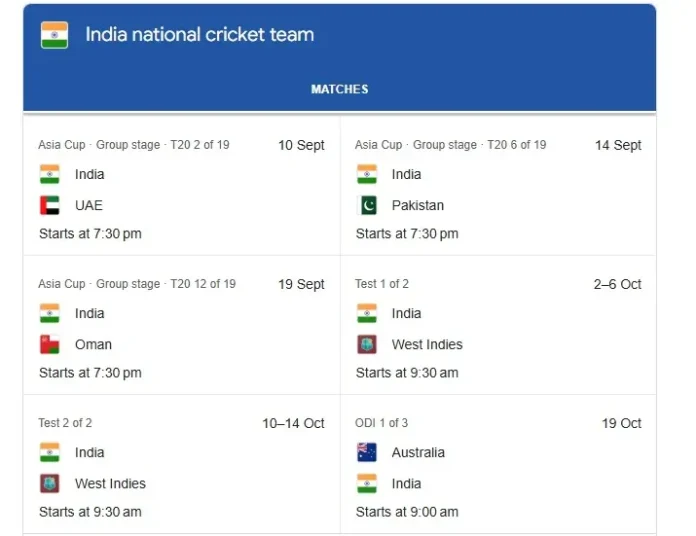 Upcoming Sports Match Schedules